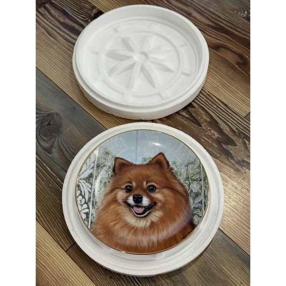 Pomeranian Porcelain Plate Morning Greeting Barbara Higgins Bond Danbury B7683 - Picture 1 of 3